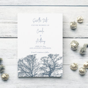 Blue Bottom Trees Tropical Boho Wedding Invitation