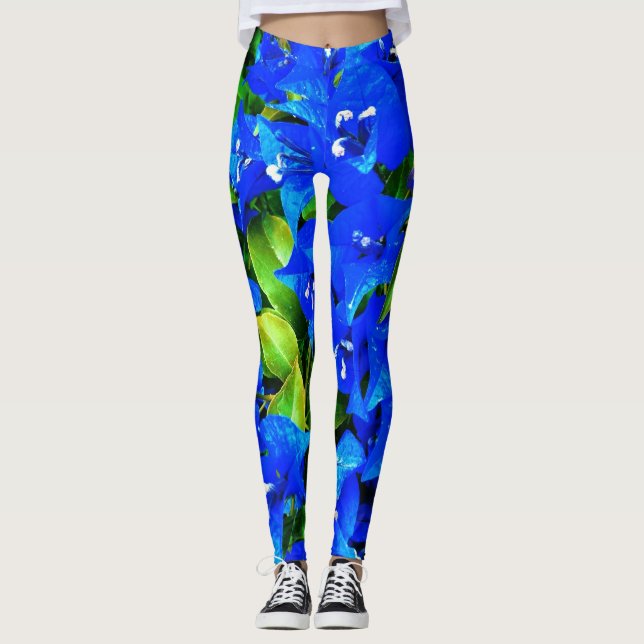 Blue Bougainvillea Leggings (Front)