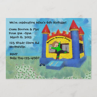 Blue Bounce House Party Invite