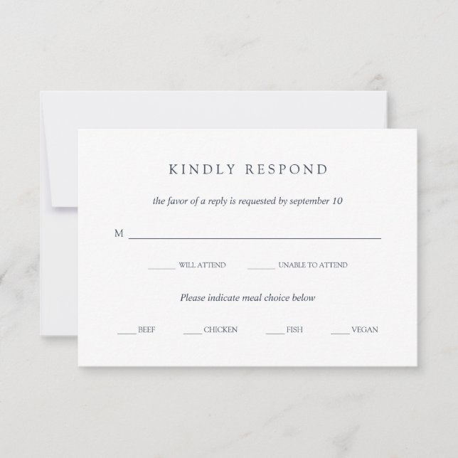 Blue Bouquet | Floral Wedding Meal Choice RSVP Card (Front)