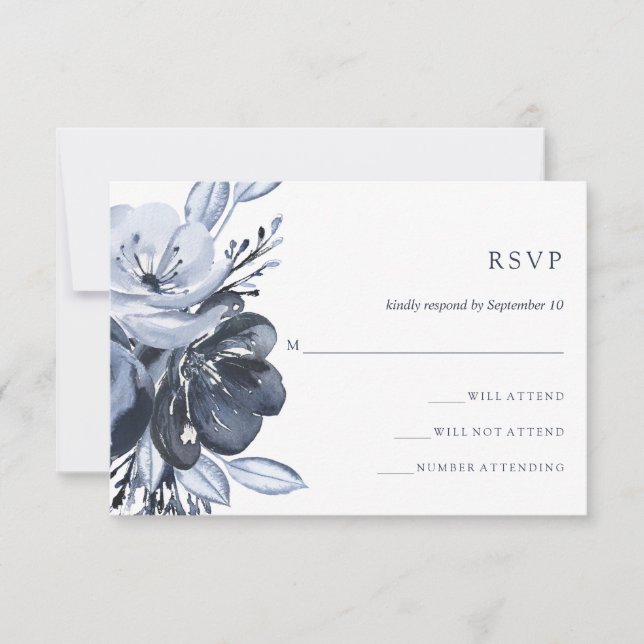 Blue Bouquet | Watercolor Floral Wedding Response (Front)