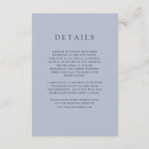 Blue Bouquet Wedding Guest Details Enclosure Card