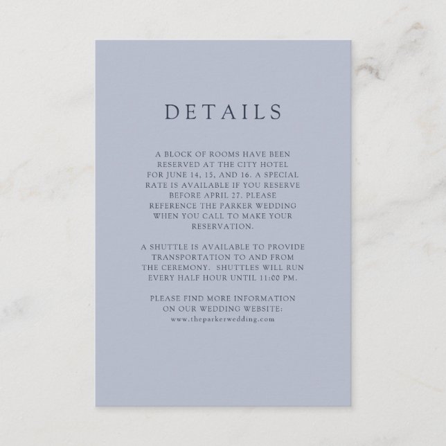 Blue Bouquet | Wedding Guest Details Enclosure Card (Front)