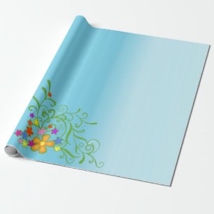 Blue Bouquet Wrapping Paper