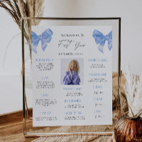 Blue Bow 1st Birthday Milestone Board