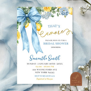 Blue Bow Amalfi Lemon That's Amore Bridal Shower Invitation
