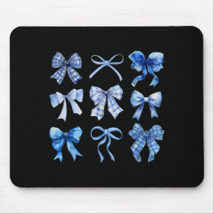 Blue Bow And Ribbon Cute Graphic For Women Mouse Pad