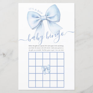 Blue Bow Baby Bingo It's a Boy Baby Shower Game