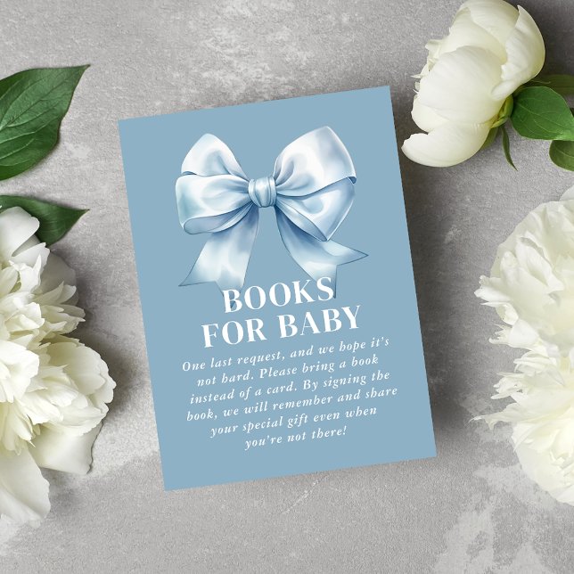 Blue Bow Baby Boy Elegant Books for Baby Enclosure Card (Blue Bow Baby Boy Elegant Books for Baby Enclosure Card)