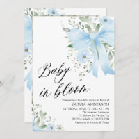 Blue Bow Baby in Bloom Floral Boy Baby Shower