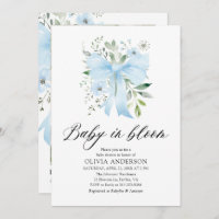 Blue Bow Baby in Bloom Floral Boy Baby Shower