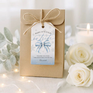 Blue Bow Baby Its Cold Outside Baby Shower  Gift Tags