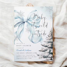 Blue Bow Baby It's Cold Outside Baby Shower 
