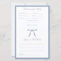 Blue Bow Baby Shower Advice & Predictions Game