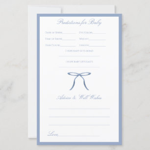 Blue Bow Baby Shower Advice & Predictions Game