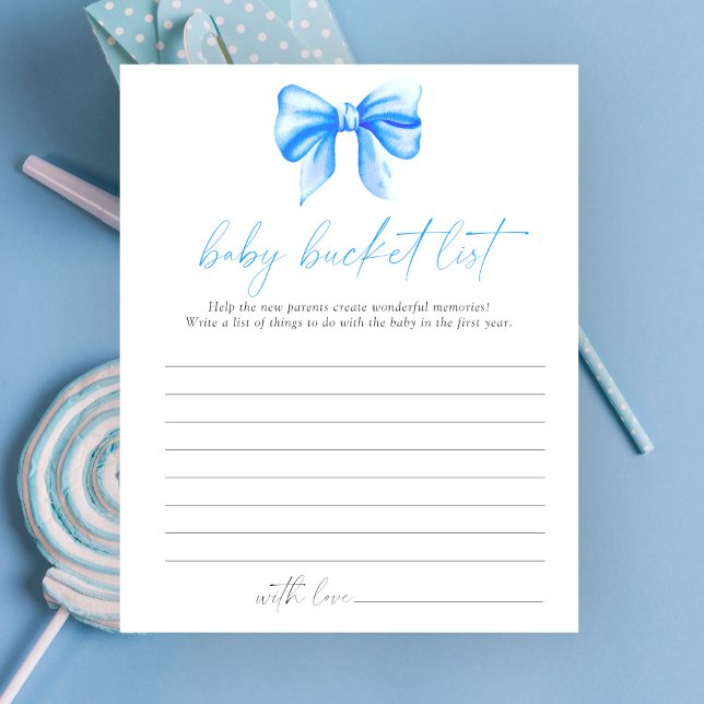 Blue bow baby shower - Baby bucket list game (Creator Uploaded)