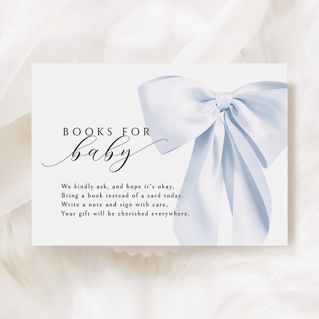 Blue Bow Baby Shower Books for Baby  Enclosure Card (Creator Uploaded)