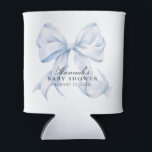 Blue Bow Baby Shower Coquette Bow Theme Can Cooler<br><div class="desc">Celebrate the arrival of your little one in timeless style with this Elegant Blue Coquette Bow Baby Shower Theme. Featuring soft blue tones, delicate bows, and a romantic coquette aesthetic, this design perfectly captures feminine charm and sophistication. Ideal for the modern mom-to-be who loves all things pretty and polished —...</div>