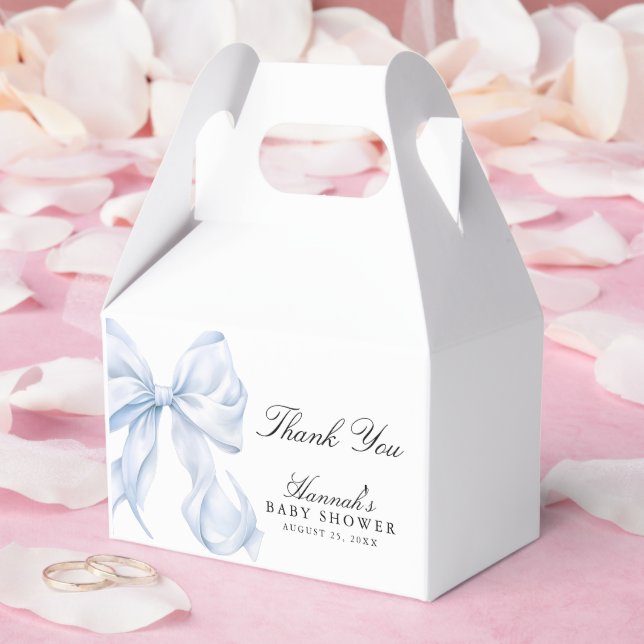 Blue Bow Baby Shower Coquette Bow Theme Favour Box (Wedding)