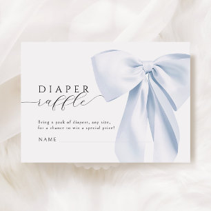 Blue Bow Baby Shower Diaper Raffle  Enclosure Card