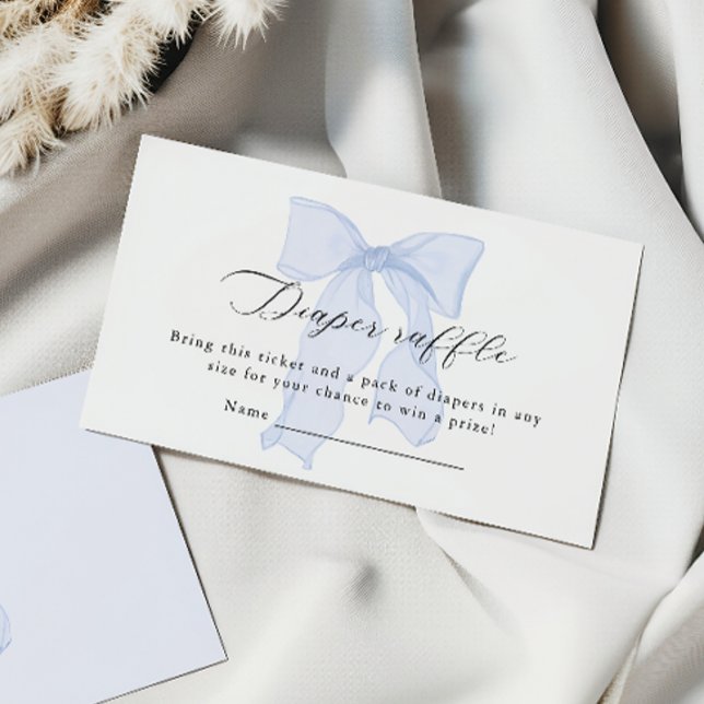 Blue Bow Baby Shower Diaper Raffle Enclosure Card (Creator Uploaded)
