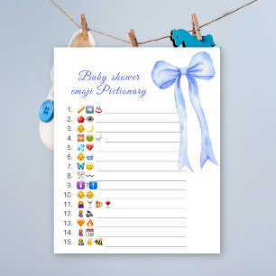 blue bow baby shower emoji Pictionary game