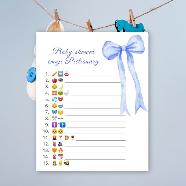 blue bow baby shower emoji Pictionary game (Creator Uploaded)