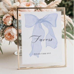 Blue Bow Baby Shower Favours Poster