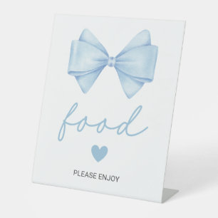Blue Bow Baby Shower Food Pedestal Sign