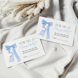 Blue Bow Baby Shower Game How Big is Mummy’s belly Enclosure Card