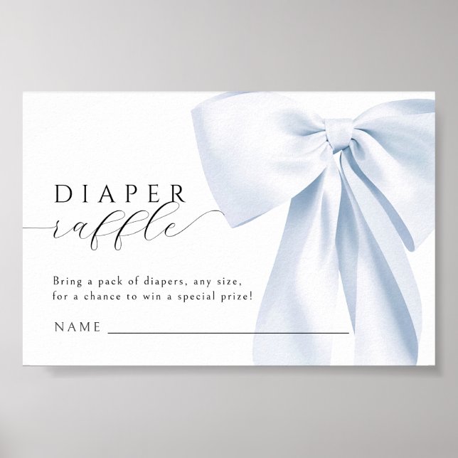 Blue Bow Baby Shower Instant Download Poster (Front)