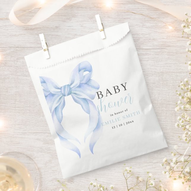 Blue Bow Baby Shower Invitation, Boy Baby Shower Favour Bags (Clipped)
