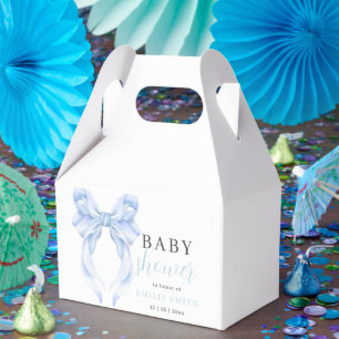 Blue Bow Baby Shower Invitation, Boy Baby Shower Favour Box