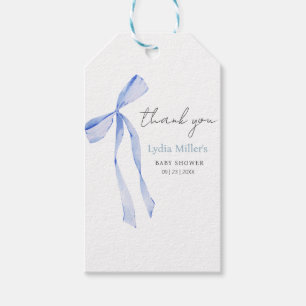 Blue Bow Baby Shower Invitation, Boy Baby Shower Gift Tags