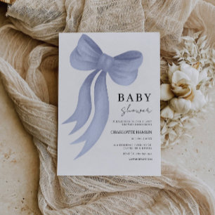 Blue Bow Baby Shower Invitation Template