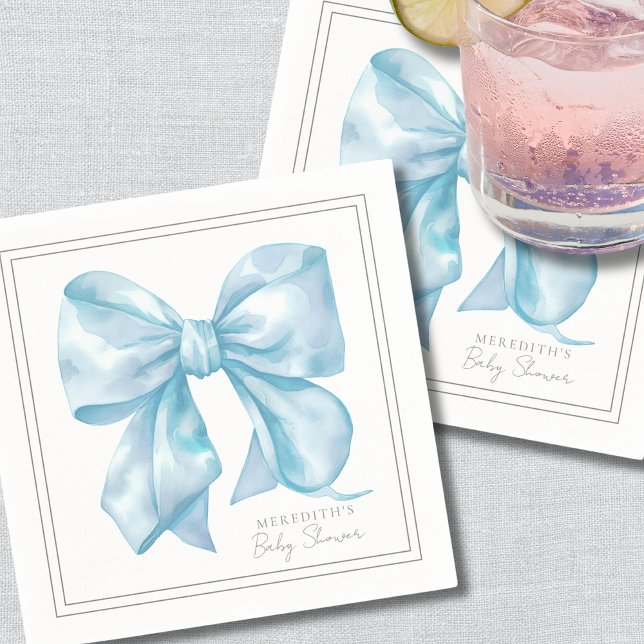 Blue Bow Baby Shower Napkin (Blue Bow Baby Shower Napkins)