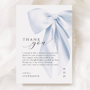Blue Bow Baby Shower Thank You Card 