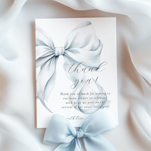 Blue Bow Baby Shower Thank You Card