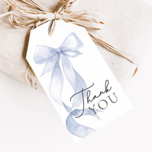 Blue Bow Baby Shower Thank You Favor Gift Tags