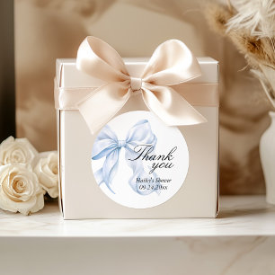 Blue Bow Baby Shower Thank You, Favour Tags