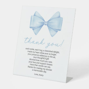 Blue Bow Baby Shower Thank You Poem Pedestal Sign