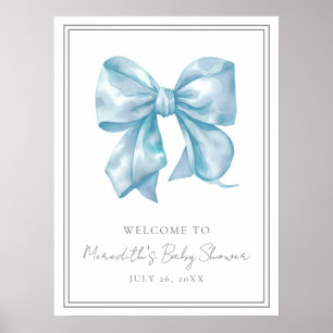 Blue Bow Baby Shower Welcome Sign