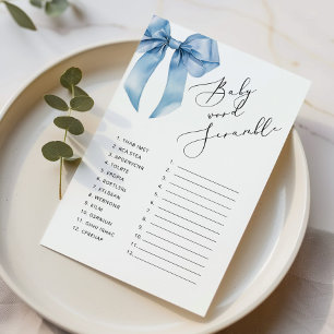 Blue bow Baby word Scramble bbaby shower game