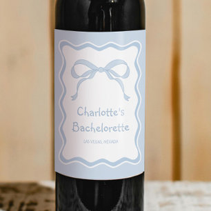 Blue Bow Bachelorette Party Wine Label