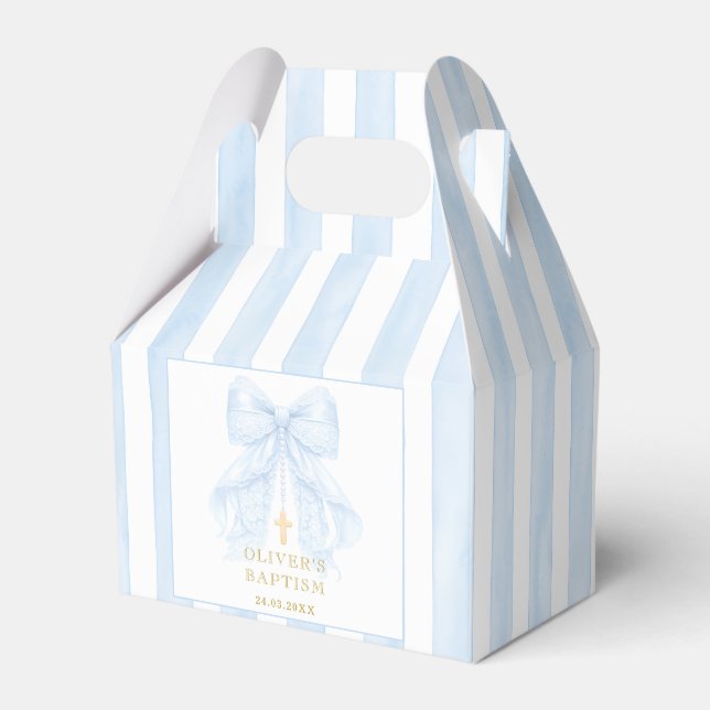 Blue Bow Baptism Favour Box (Front Side)