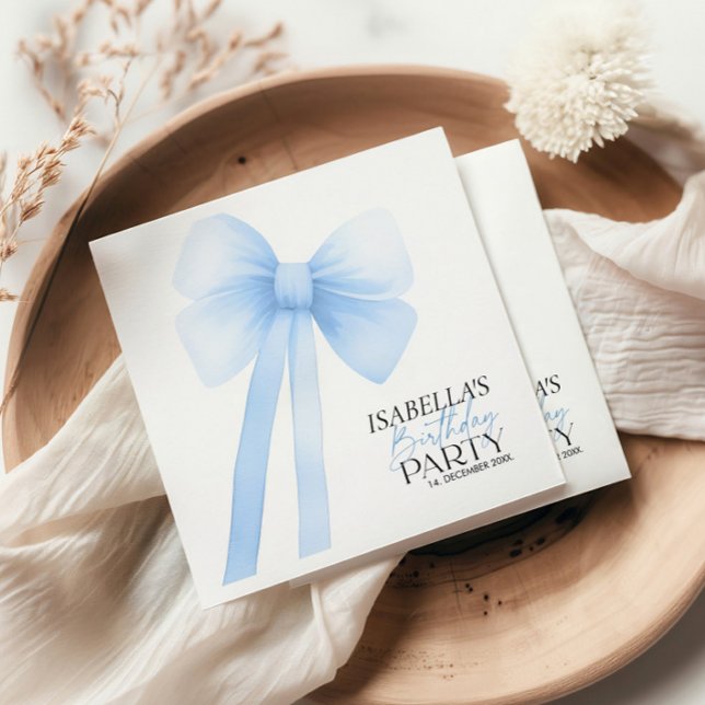 Blue Bow Birthday Napkin (Creator Uploaded)