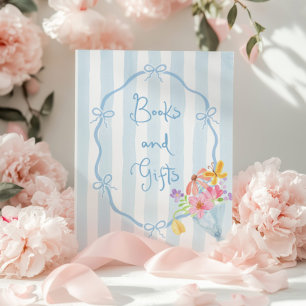 Blue Bow Books and gifts whimsical floral Poster