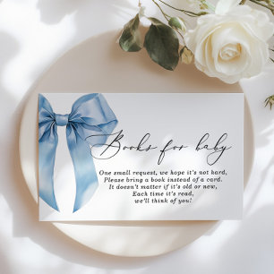 Blue Bow Books for baby Boy Baby Shower Enclosure Card