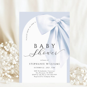 Blue Bow Boy Arch Baby Shower Invitation