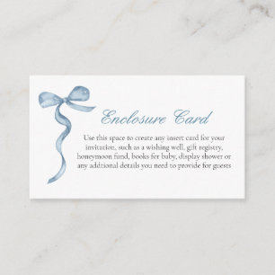 Blue Bow Boy Baby Custom Enclosure Card